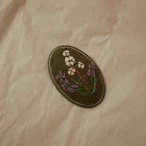 Vintage Style Floral Hand Embroidered Brooch